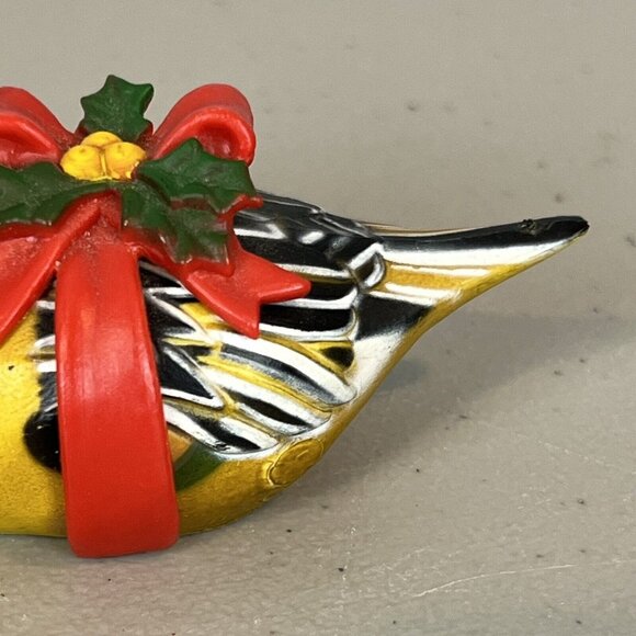 Enesco Yellow Duck Merry Christmas Ornament Happy Holiday Figurine Hong Kong Vtg - Picture 4 of 10